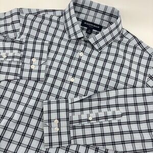 Mizzen+Main Men Leeward Shirt Large Blue Plaid Trim Fit Performance Flex Stretch